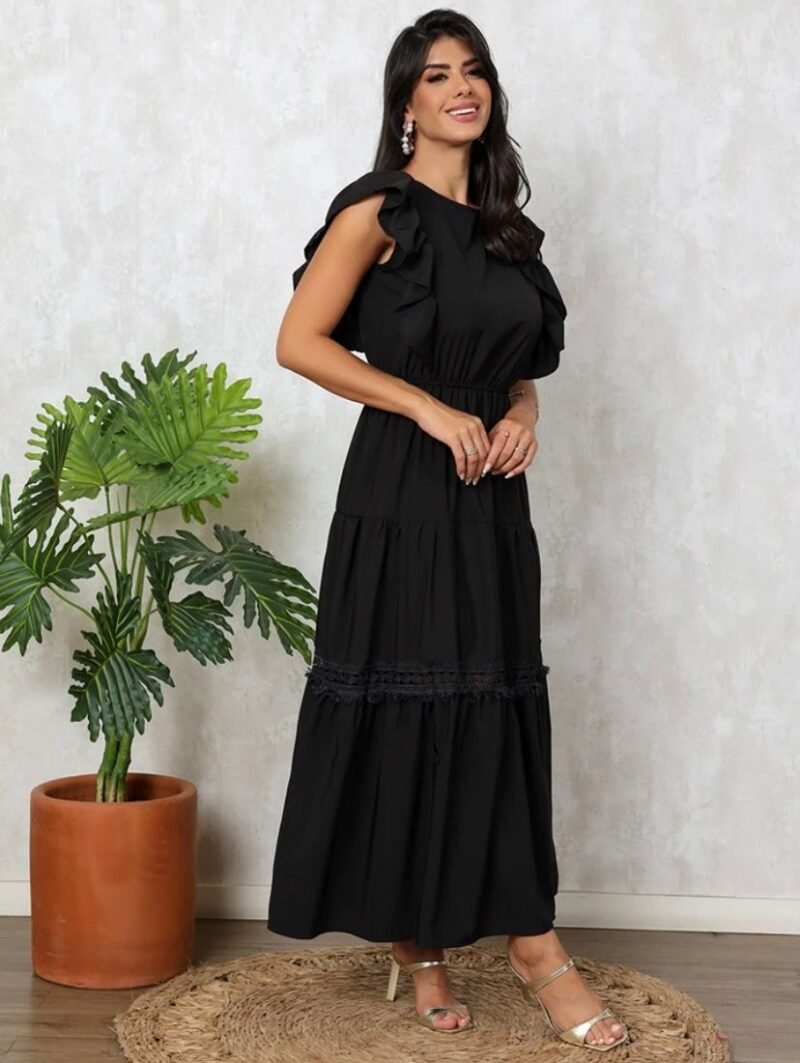 Vestido Manga de Borboleta Baiha com babado - Image 2