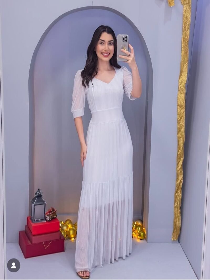 Vestido branco Tule longo