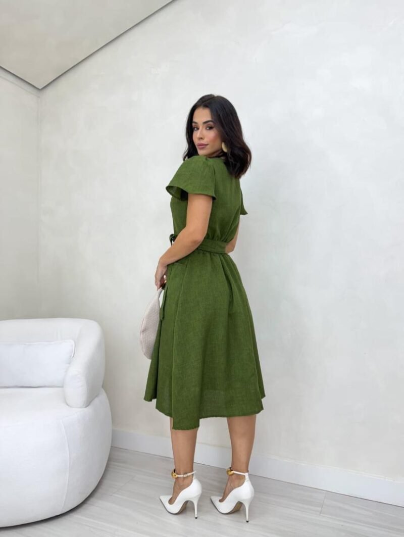Vestido Linho Comprimento Midi Godê - Image 2