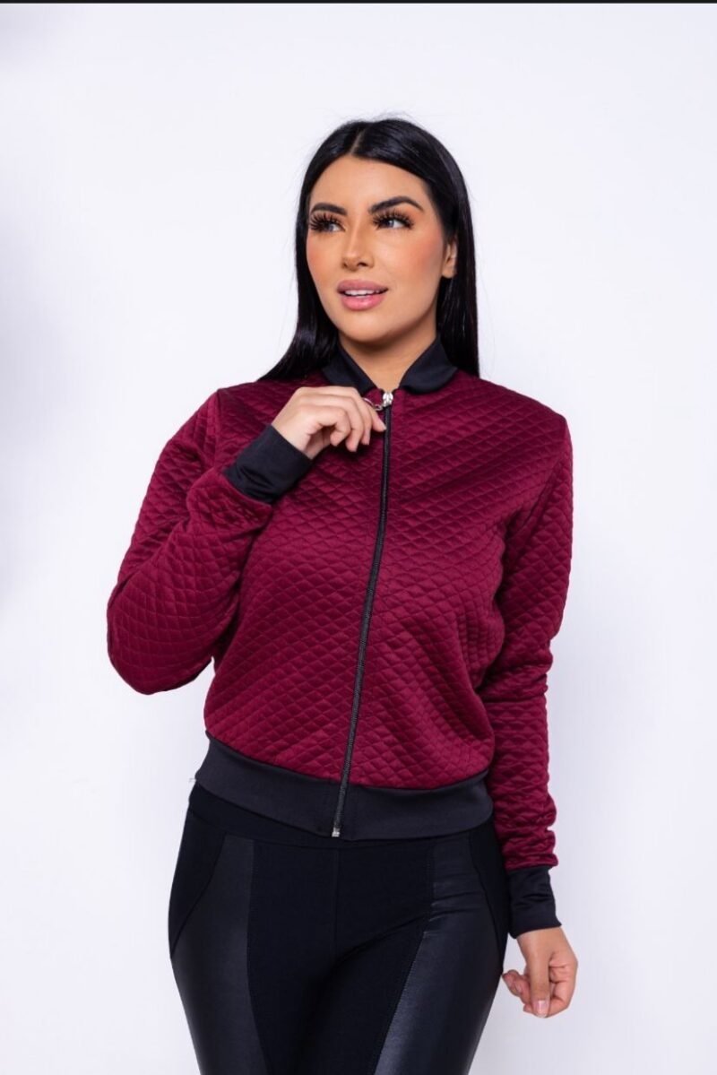 Jaquetinha Bomber Com Ziper Casaco Feminino Blusa De Frio Agasalho - Image 5