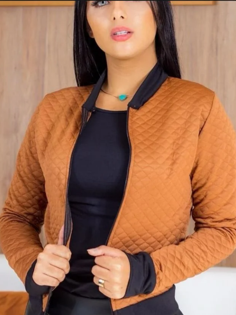 Jaquetinha Bomber Com Ziper Casaco Feminino Blusa De Frio Agasalho